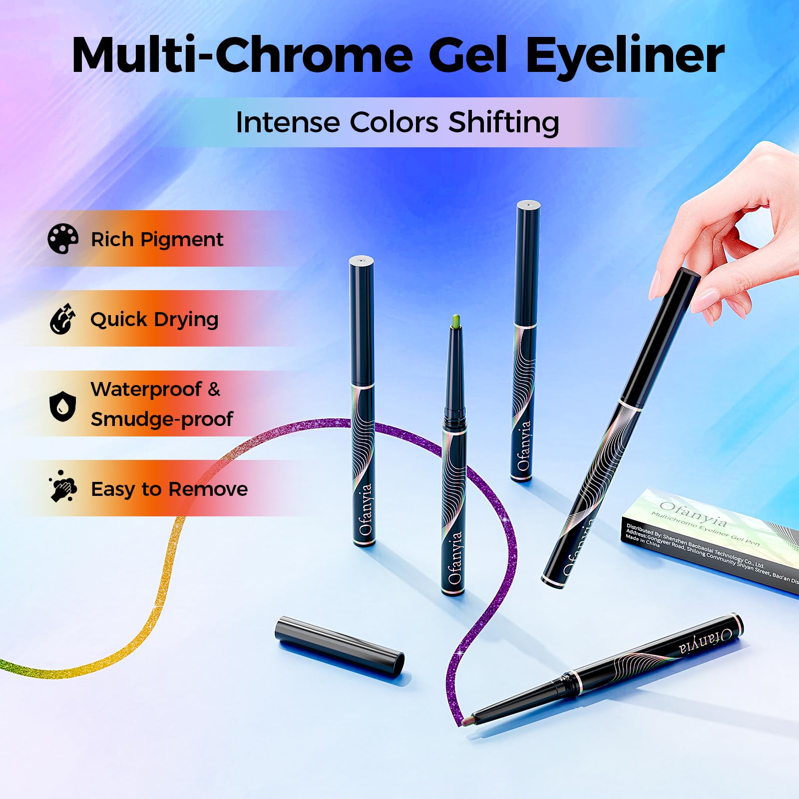 Greyghost Matita Eyeliner Retrattile Multicolore, Eye Liner Waterproof Smudge Proof Metallic Eyeliner Pen 24h Long-Lasting Gel Eyeliner High Pigmented Eyeliner Pencil (#03)