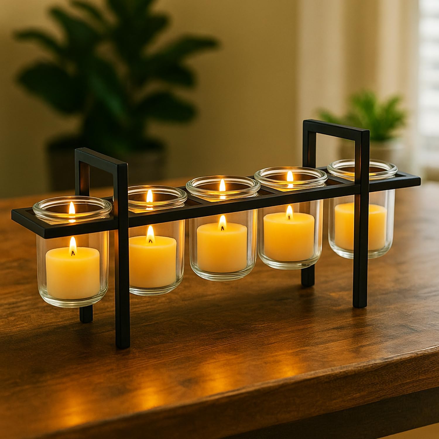 Amazon.com: Seraphic 5-Cup Rustic Modern Floating Candle Holder Table ...