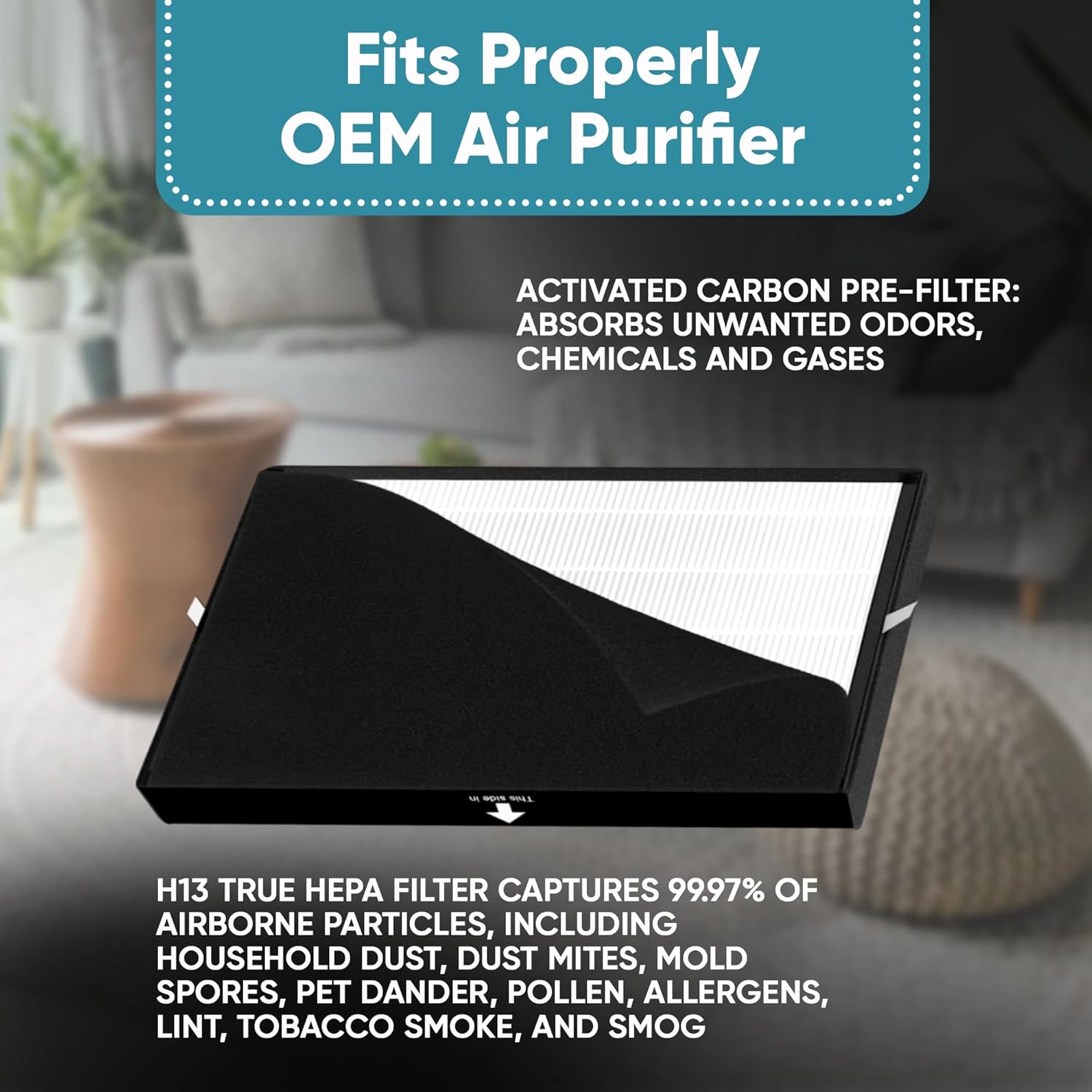 FLT5900 Replacement Filter - J - Compatible with AC5900WCA and AC5900WDLX Air Purifiers - 2 x H13 Grade Filter & 4 x Carbon Pre-Filters - Part # FLT5900