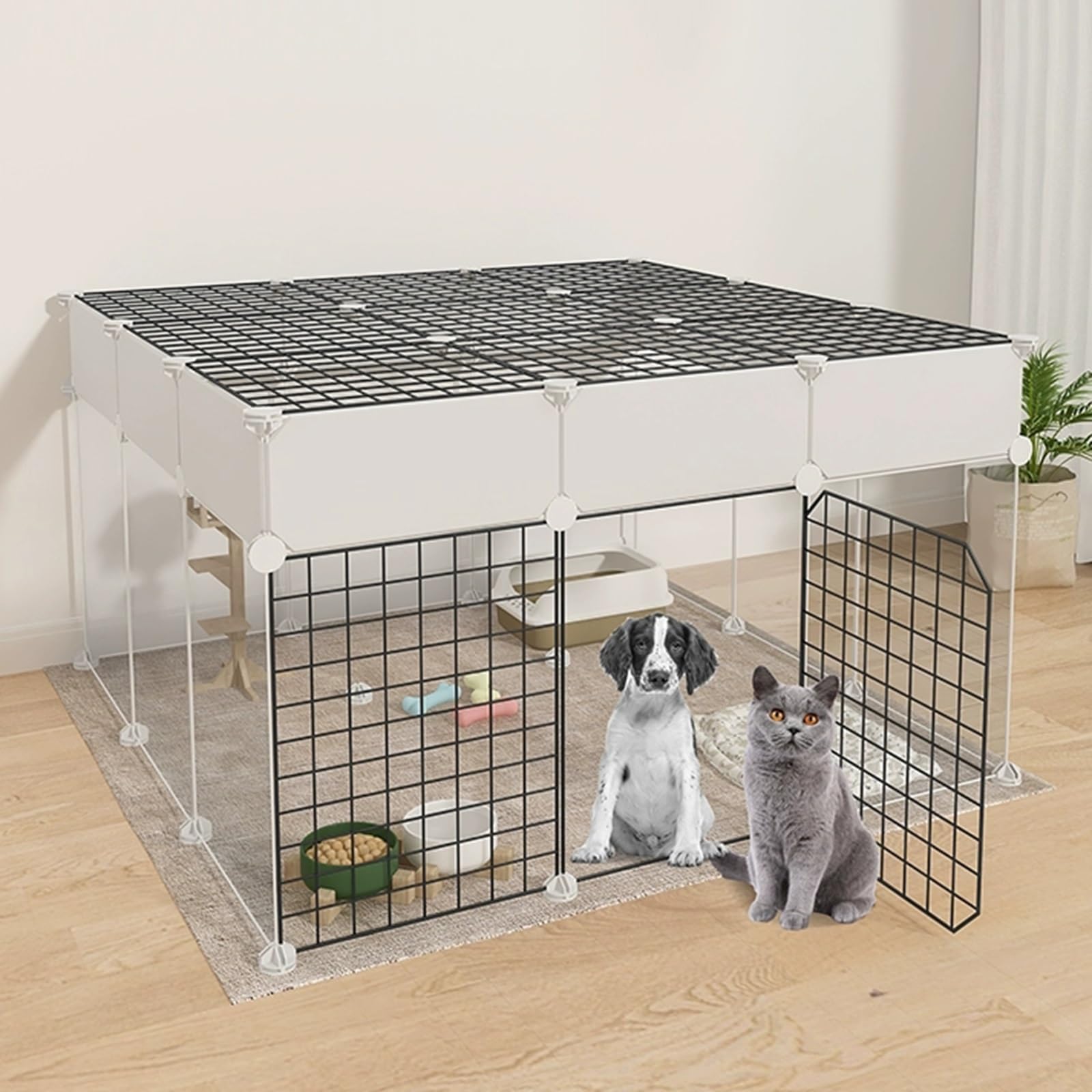 Trasportino per Gatti Trasparente con Tappo, Recinto per Piccoli Animali Domestici Rialzate per Cani, Furetti, Cincillà, Scoiattoli, Conigli