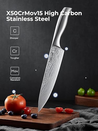 Miniatura 2 de D.Perlla - Juego de cuchillos de cocina de 16 piezas con bloque y afilador, juego de cuchillos de acero inoxidable de alta calidad, cuchillos ultra