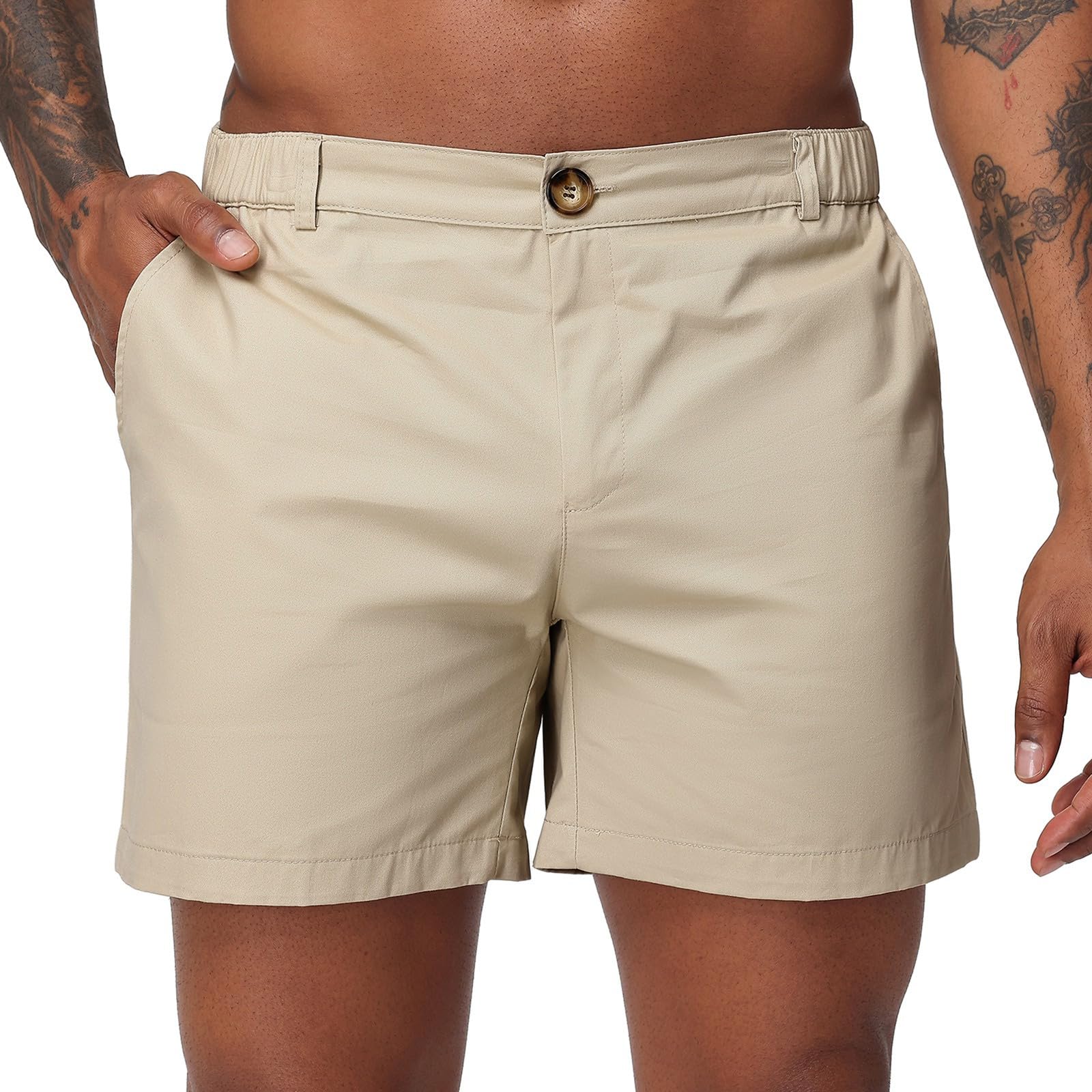 Oymyakon Men's 6 Inch Shorts Casual Cotton Flat Front Chino Shorts