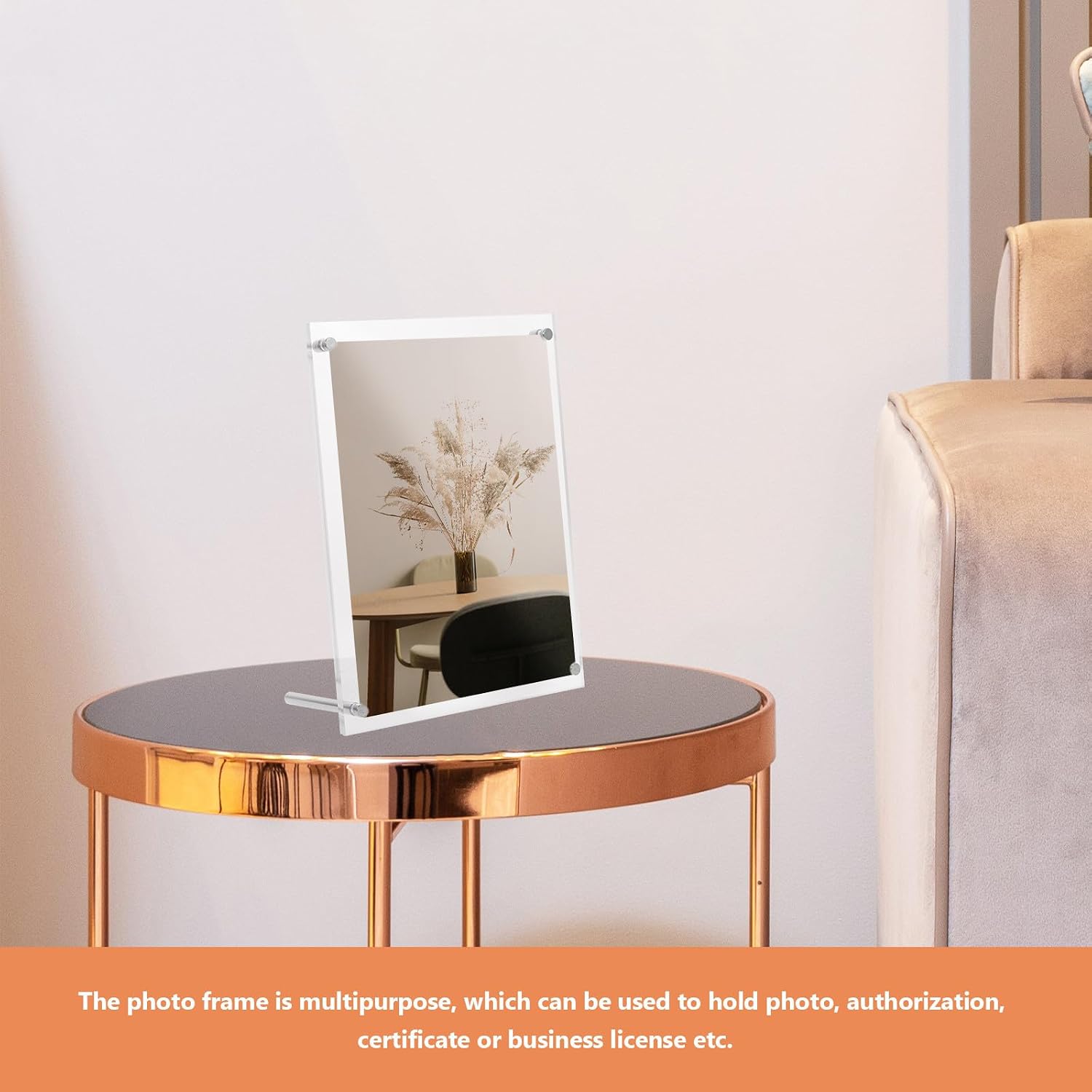 Acrylic Photo Frame Desktop Display Stand for Business License 7 Inch