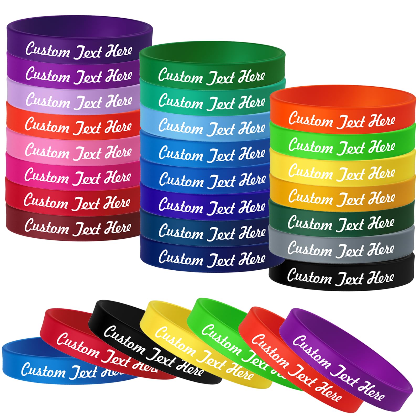 Holy Smith Custom Wristbands Bulk - Custom Rubber Bracelets with Text & Logo for Promotions, Incentives, Gifts, Expression & Support