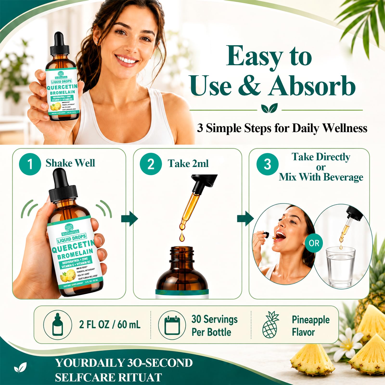 Quercetin with Bromelain, Quercetin 1000mg & Bromelain 500mg Liquid Drops — Amazon image 9