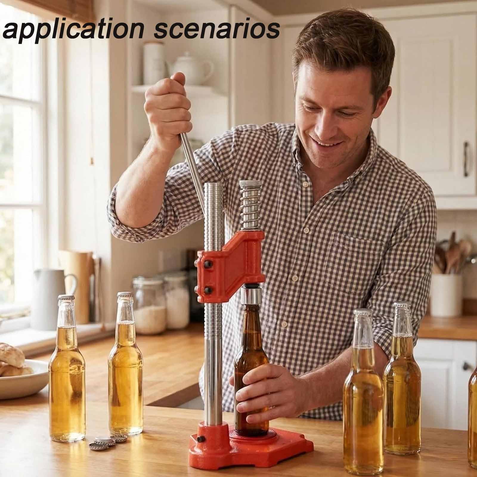 Manuelle Bierverschließmaschine, 26 mm runde Flaschenverschlüsse, höhenverstellbar, mit rutschfester Unterseite, für selbstgebrautes Bier und alkoholfreie Getränke