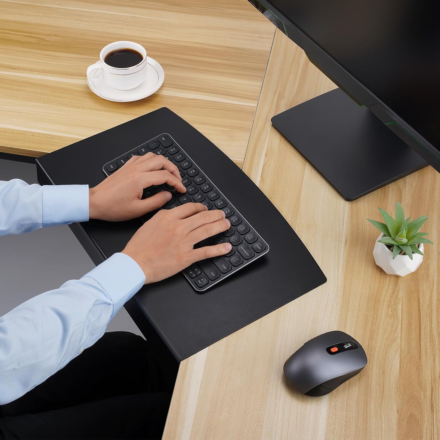 17 inch Corner Desk Connector Platform for Mounting on L-Shaped Desk Extender,Platform Extender Attachment (Black)