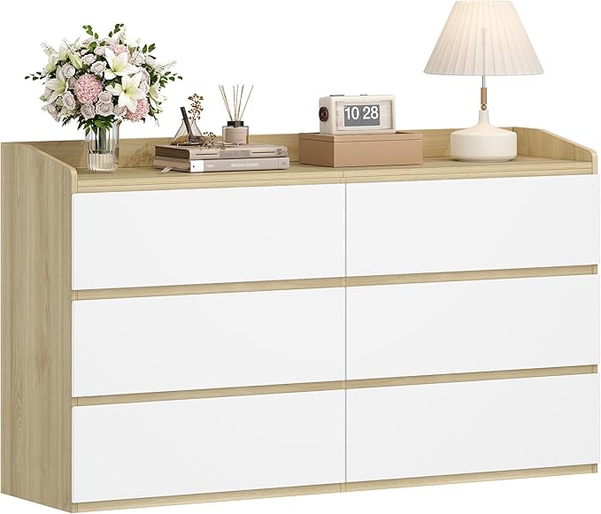 Avis Commode Hzuaneri 6 Tiroirs Chêne-Blanc DC32631X : Analyse et Score Pro Habitat Deals