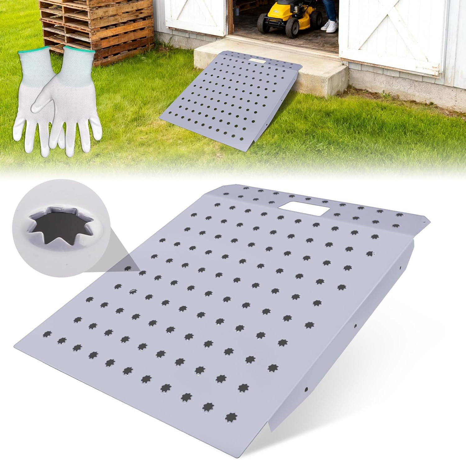 W&JWN Shed Ramp for Riding Mower 1PC Ramps for Sheds 29" Lx24 W 800 LBS Anti-Slip Shed Ramp for Garages Barns ATV Shed Entrance Motorcycles Lawn Mower