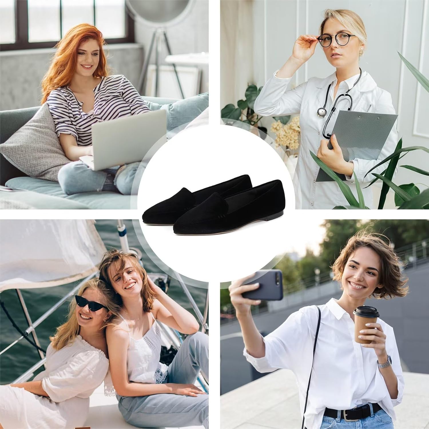 MUSSHOE Pointed Toe Flats for Women: Comfortable Business Casual Work Shoes - Soft Faux Suede Slip On Loafers with Arch Support for Office & Walking - Image 7