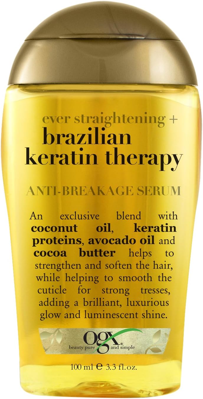 Ogx Ever Straight Brazilian Keratin Therapy Anti-Breakage Serum, 3.3oz