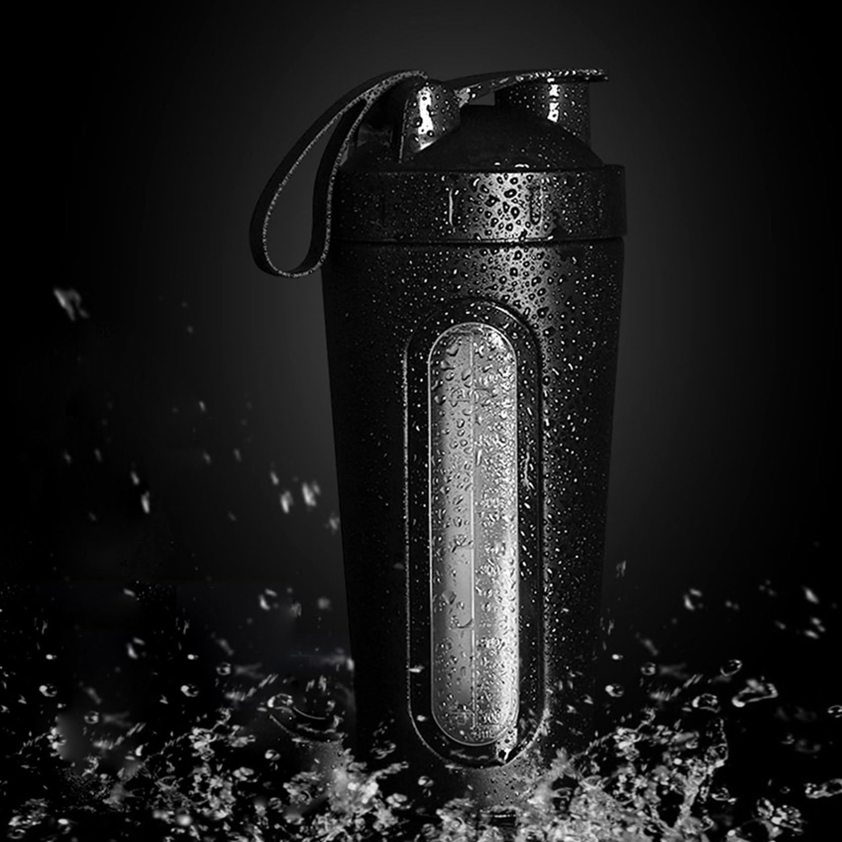 Lot de 2 bouteilles shaker pour mélanges de protéines, shaker de protéines en acier inoxydable, ne reste pas froid/chaud, gobelet shaker en métal avec fenêtre de visualisation, B