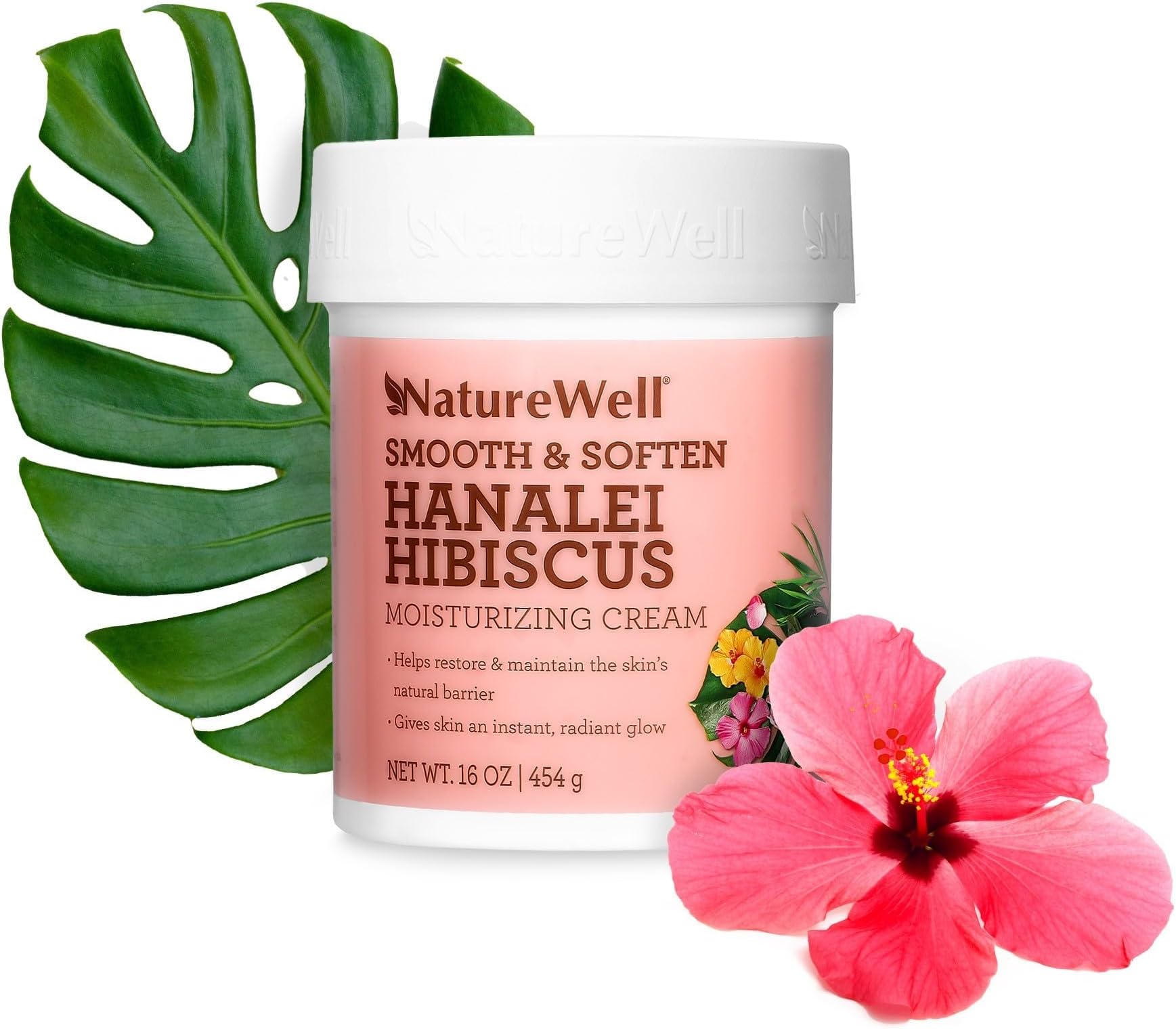 Hanalei Hibiscus Smooth & Soften Moisturizing Cream For Face & Body, Infused With Natural Oils & Extracts, Restores Skin Moisture Barrier, 16 Oz.