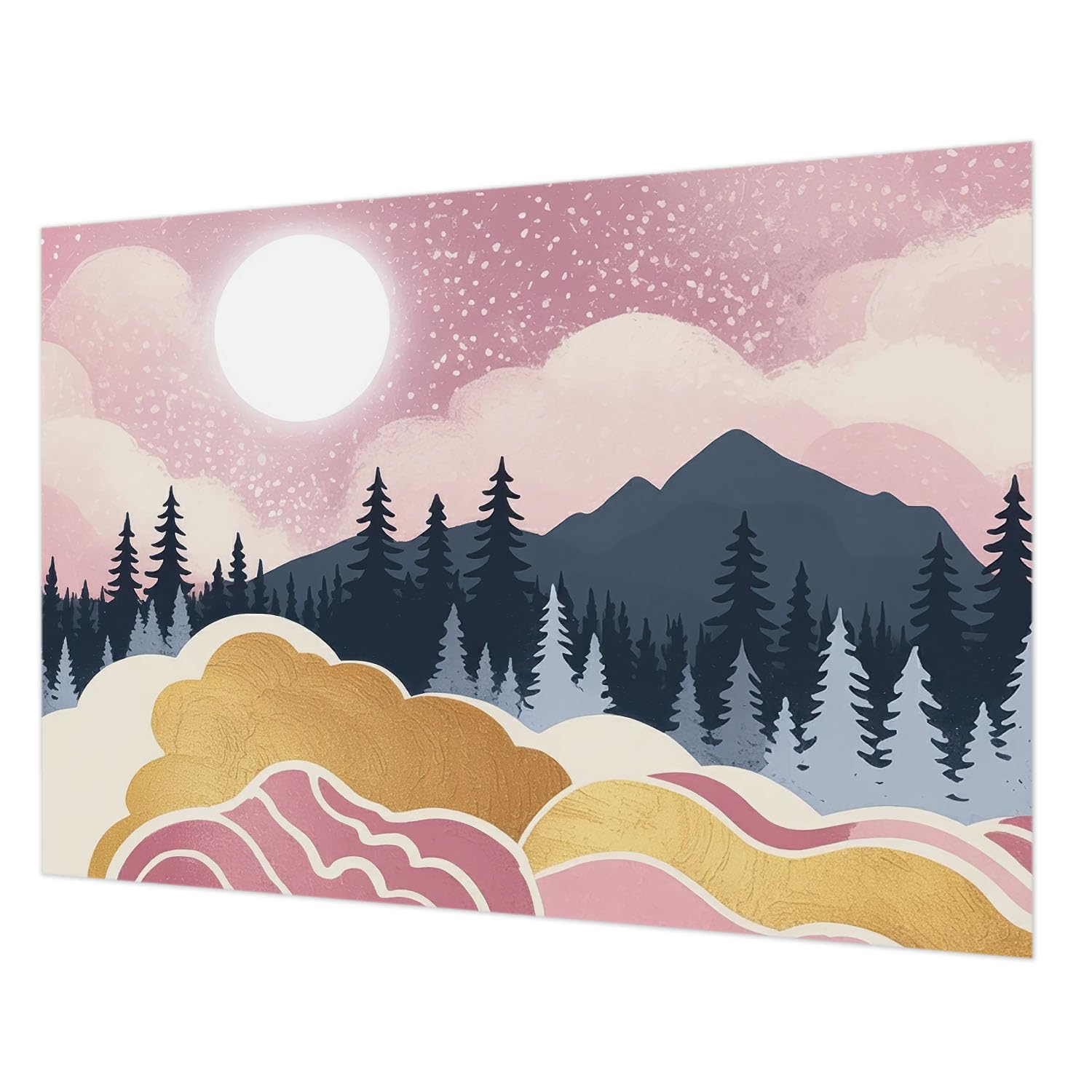 Papier peint coucher de soleil rose intissé pour créer une chambre à coucher cocooning