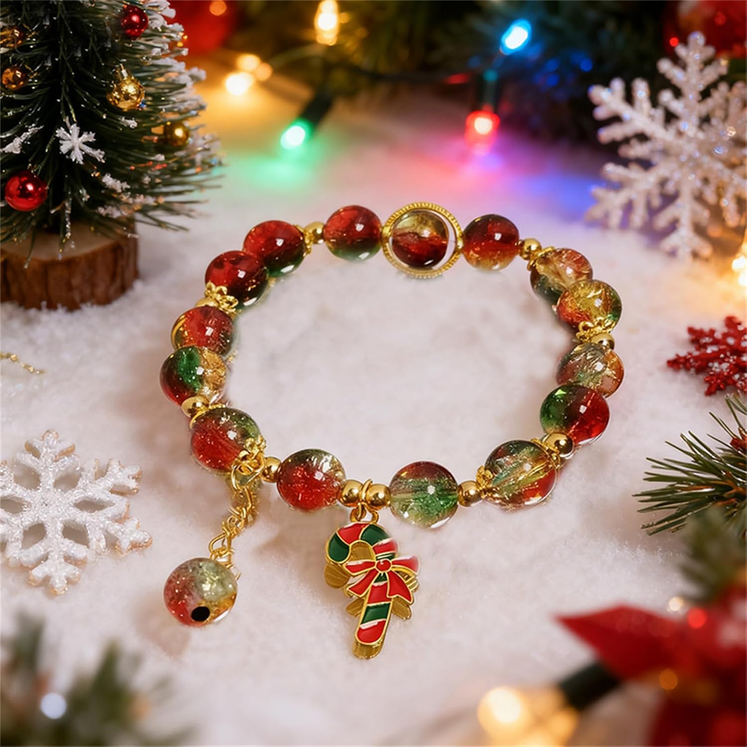 MALOYANVE 3 Pcs Christmas Style Bracelets for Women Cute Colorful Xmas Beaded Bracelets with Adorable Snowman Jolly Santa Claus Vibrant Christmas Tree Charms Exquisite Perfect Festive Jewelry Gifts for Holiday Party - Image 5