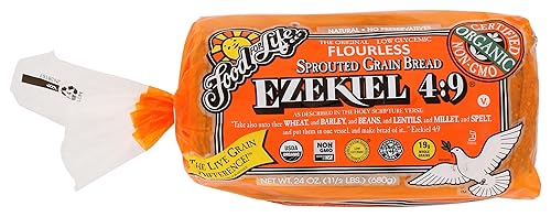 Alimentos para la vida de la cocción orgánico Ezequiel 4 9brotado 100 Conjunto Grano flourless Pan 24Onza-6por Caso