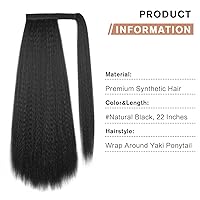 Vista 39 de WIGNEE Extensión de cola de caballo larga rizada recta y envolvente, extensión de cola de caballo Yaki negro natural para mujeres negras, Marrón