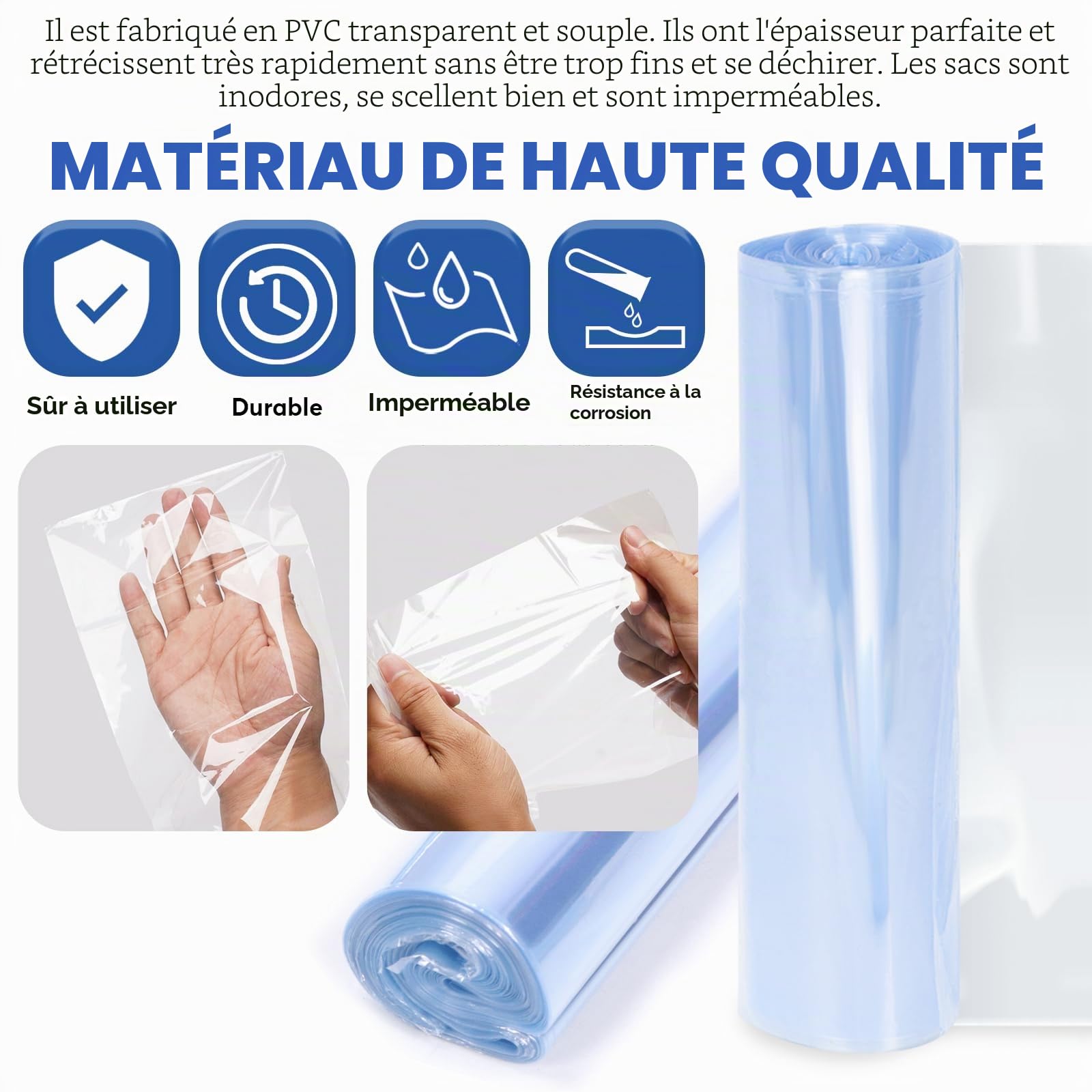 Glarks Lot de 500 sacs thermorétractables en PVC transparent pour protéger les chaussures, éviter le jaunissement de la semelle et la poussière