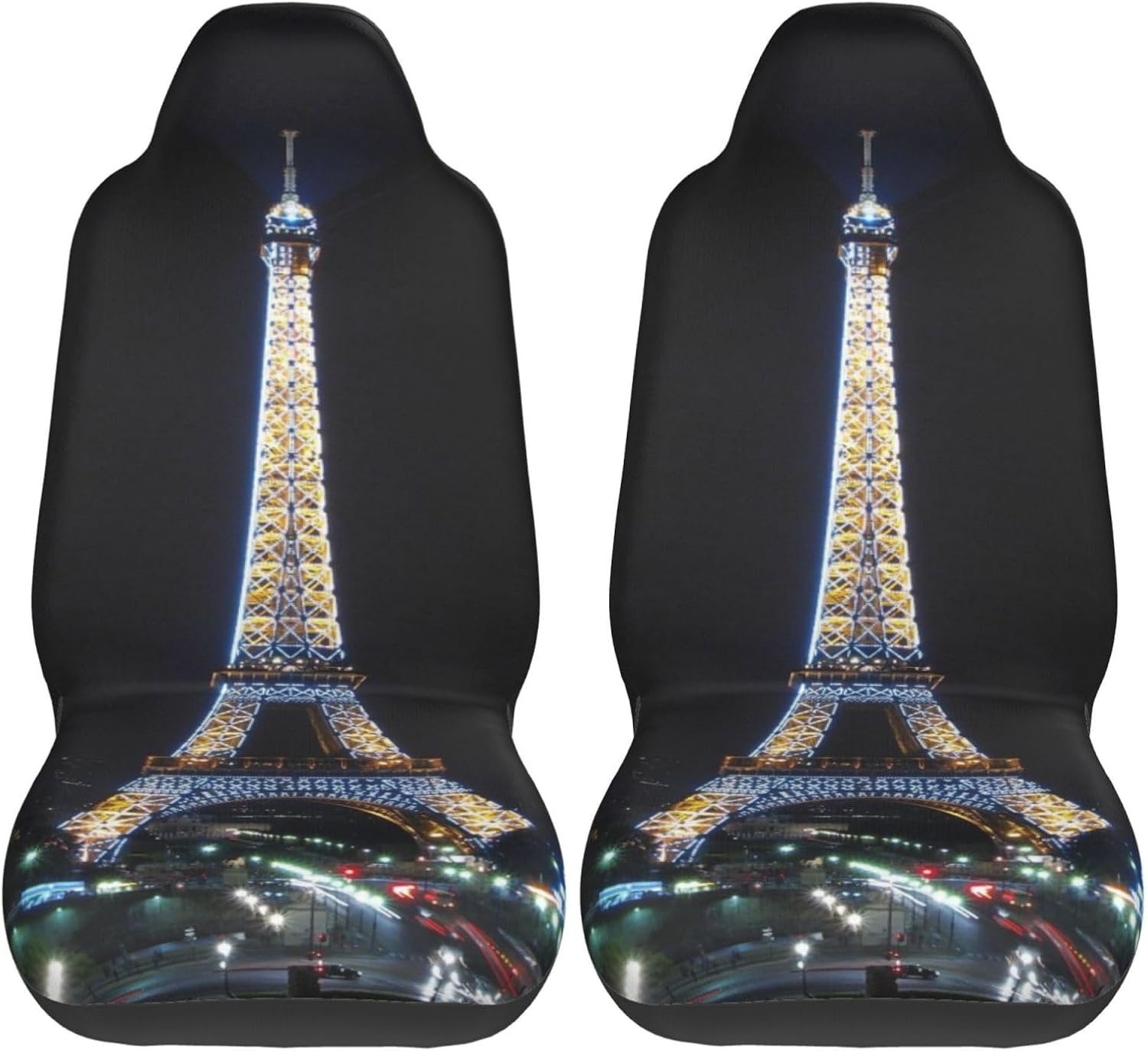Paris Eiffel Tower Antique Landscape France Landmarks Vintage Picture Theme Car Seat Covers 2-Pack - Fit for Sedans, Trucks, Suvs, Automotive Seat Protectors with Reinforced Stitching