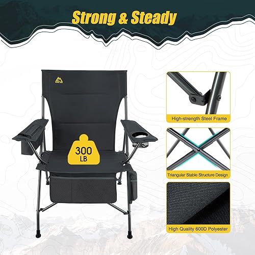 Miniatura 6 de Kings Trek Silla de camping calefactada con batería de hasta 130  sillas plegables con enfriador ligero para adultos silla calefactora USB para