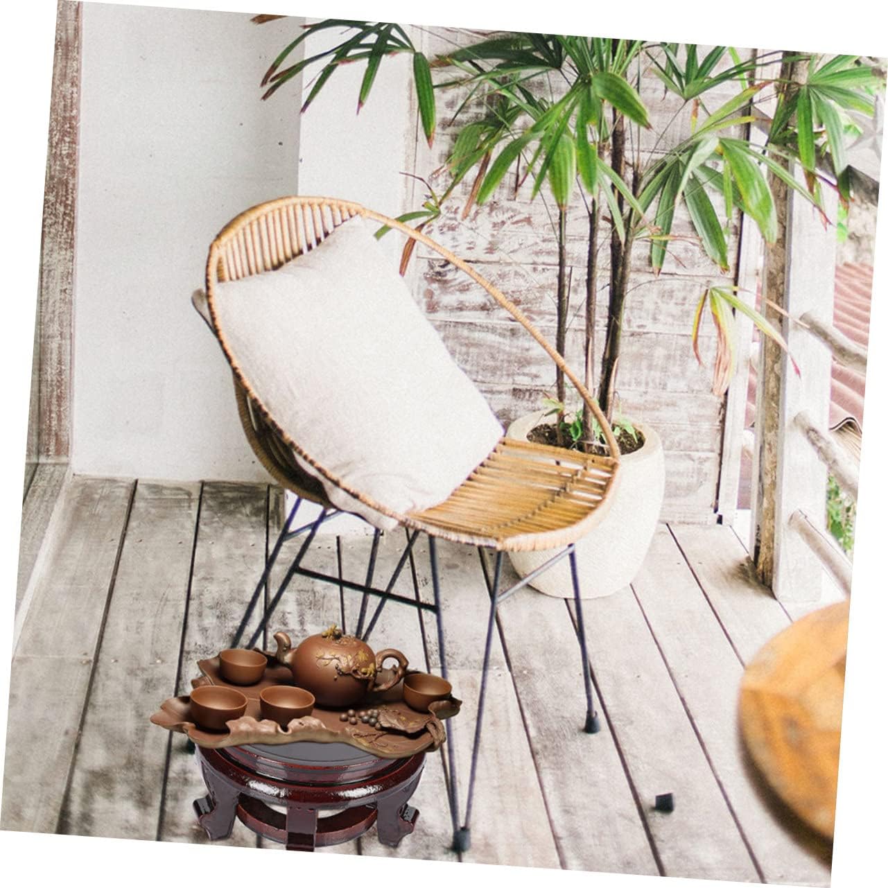 Wood Display Base for Flower Pots and Vases Round Decorative Stand for Home Decor Elegant Wooden Teapot Holder Desktop Ornament Rack Versatile Indoor Use Stable Support