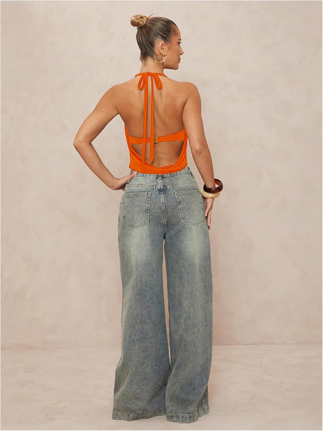 Verdusa Women's Y2k Tops Sequin Going Out Outfits Backless Draped Neck Halter Top Rave Party Clubwear - Image 2