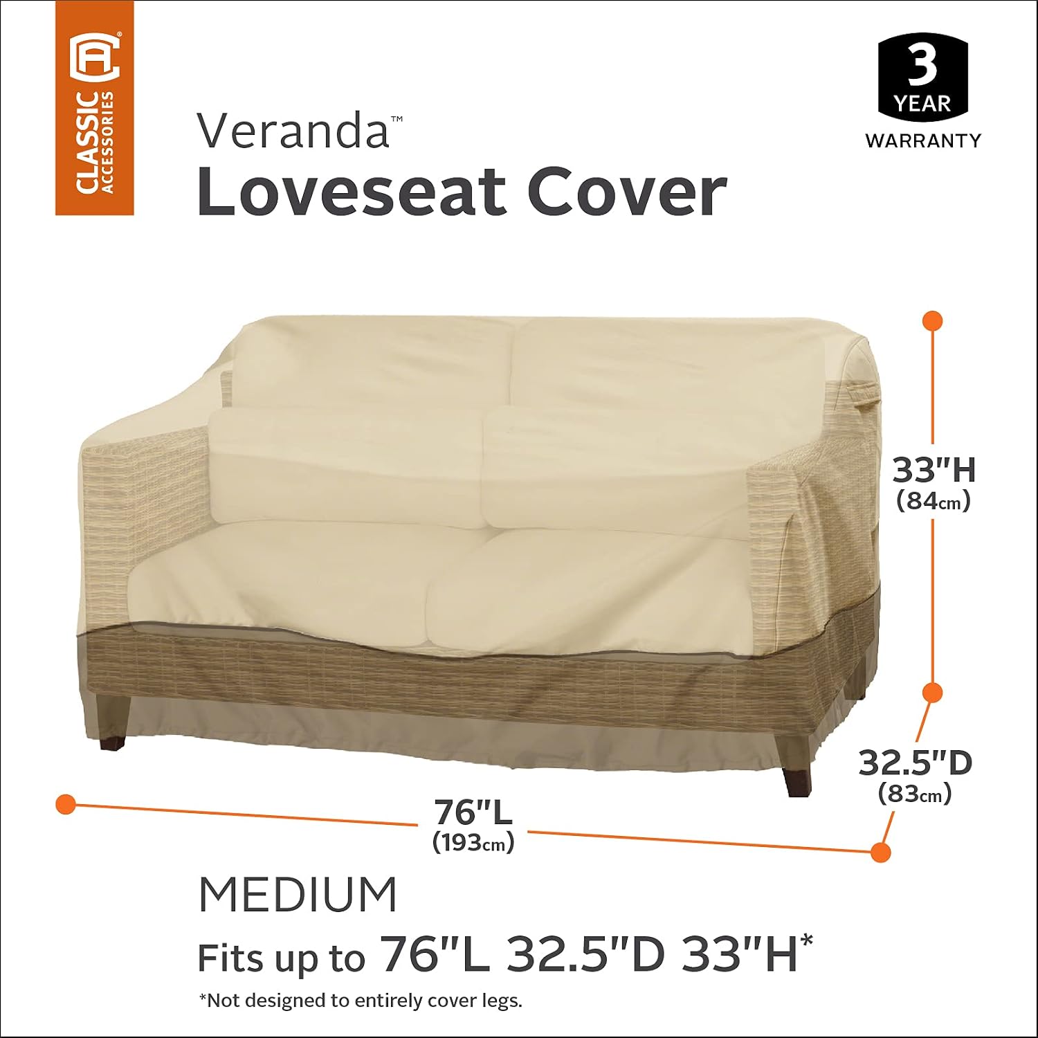 Veranda Classic Accessories Patio Loveseat Cover