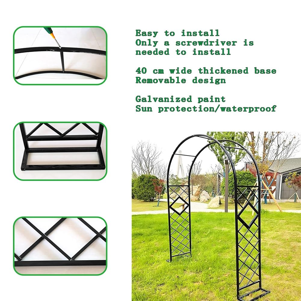 Arco in metallo marrone per piante rampicanti, addensato, decorazione per cerimonia nuziale, decorazione per prato e giardino, sfondo per feste e vacanze (W200 x H230 cm)