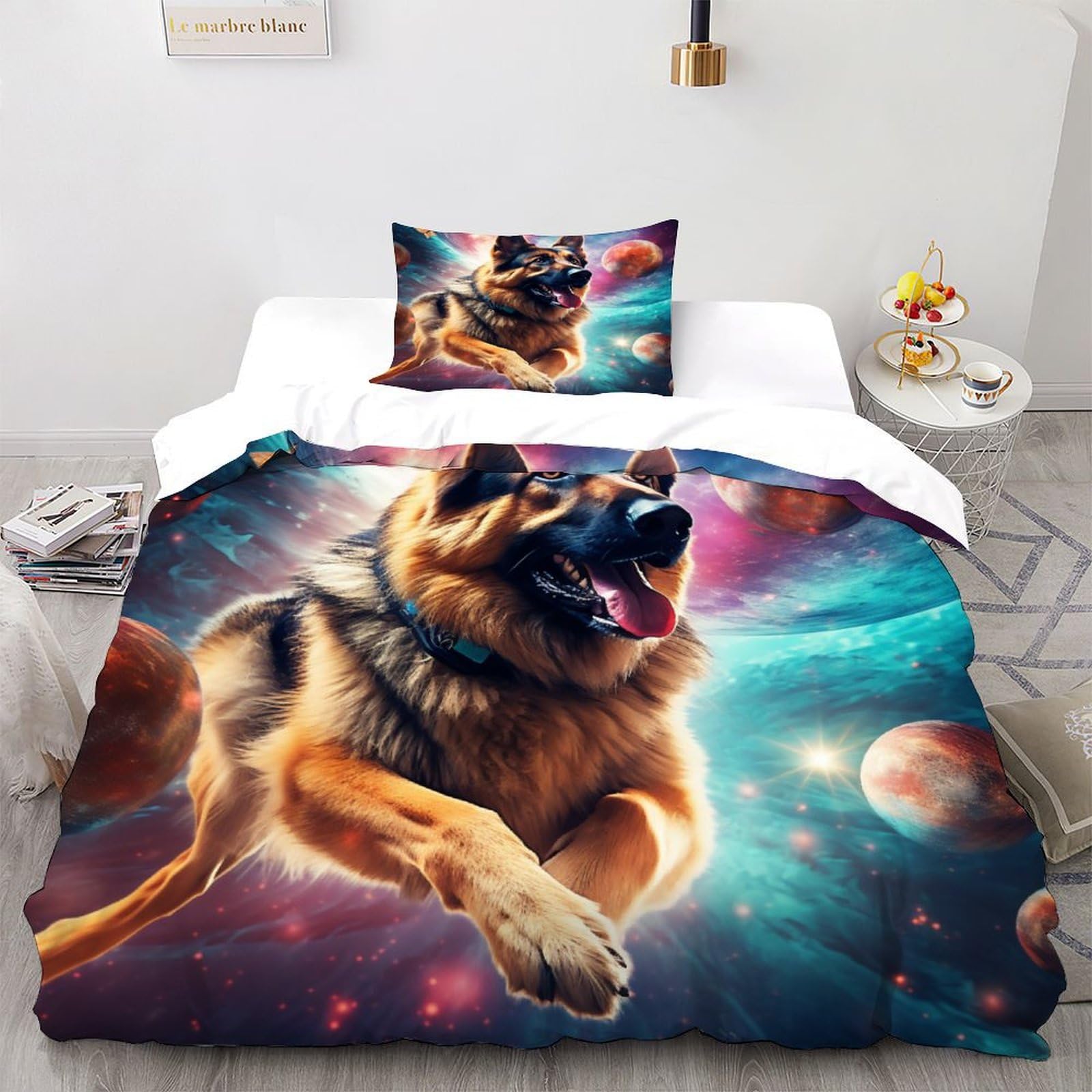 Housse de couette 135x200 à fermeture éclair parure de lit animaux microfibre sans pli