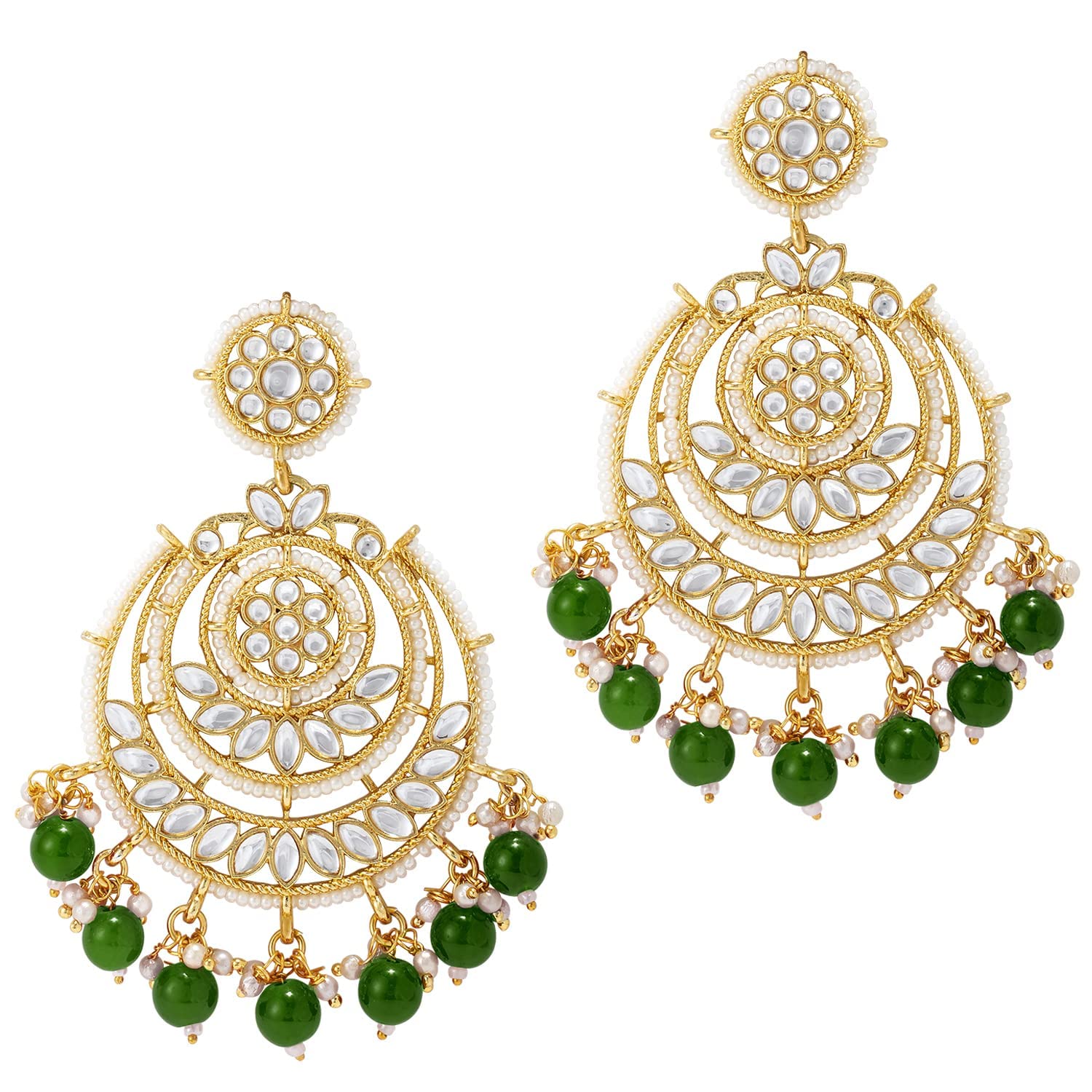 I Jewels Gold Plated Traditional Beaded Chandbali Earrings Glided With Kundans & Pearls For Women/Girls (E3002G) (B09NYFYG6Y) Amazon Price History, Amazon Price Tracker