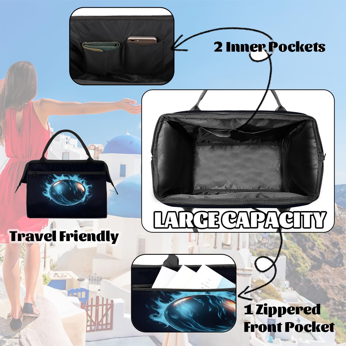 Borsa da palestra con motivo a palla sportiva per uomo e donna, borsone da viaggio per sport da viaggio, impermeabile, borsa da viaggio per il fine settimana borsa da viaggio leggera