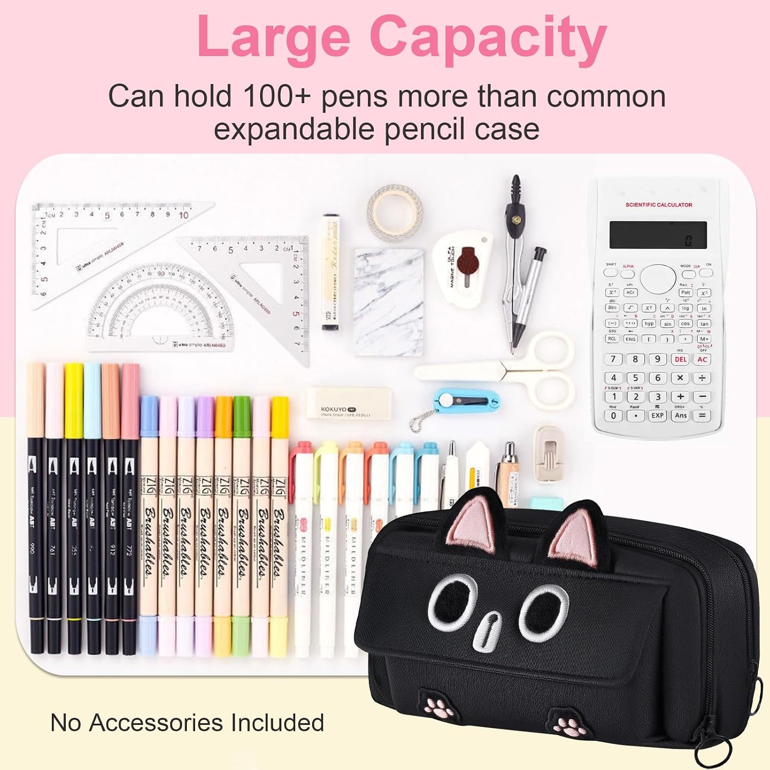 Cute Cat Pencil Case, Large Capacity Pencil Pouch Pencil Box Organizer Pen Bag Kawaii Makeup Bag for School Office