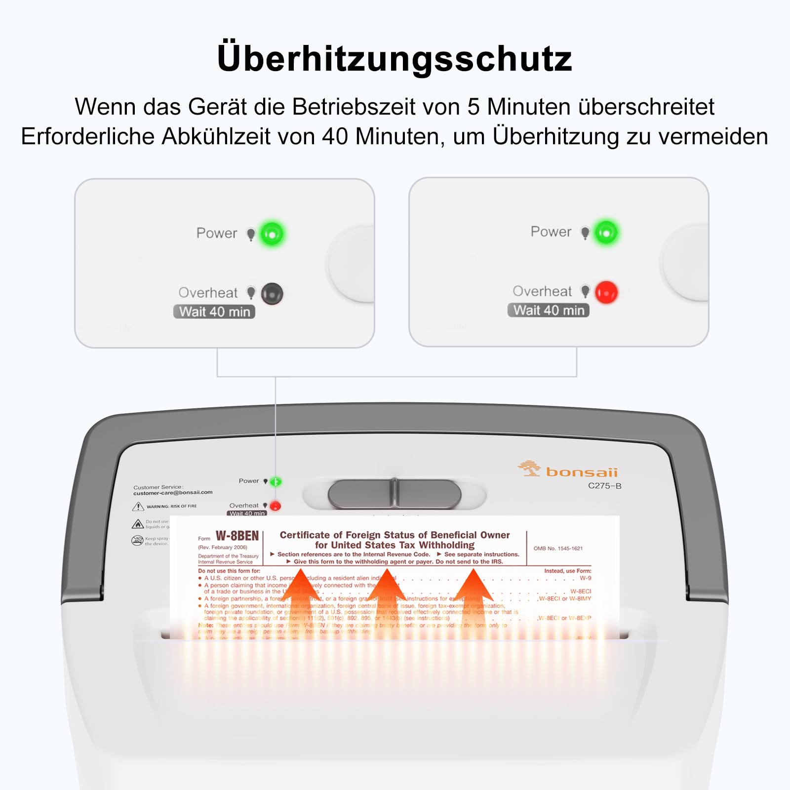 Bonsaii 10-Blatt Aktenvernichter P4, Mikroschnitt schredder für 21L Behälter, Anti-Blockier-System & Überhitzungsschutz für Büro/Homeoffice, C275-B