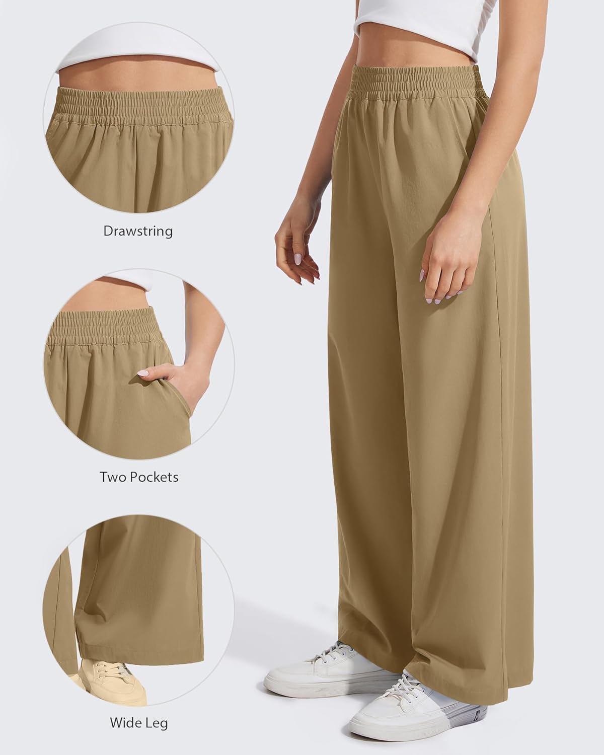 Womens Lightweight Wide Leg Pants Drapey with Pockets Athletic Yoga Pants Casual Travel Work Loose Pant - Image 4