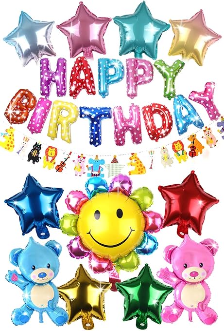 Amazon Trabbit 誕生日 バルーン 風船 豪華 Happy Birthday バースデー 飾り 風船 バルーン おもちゃ
