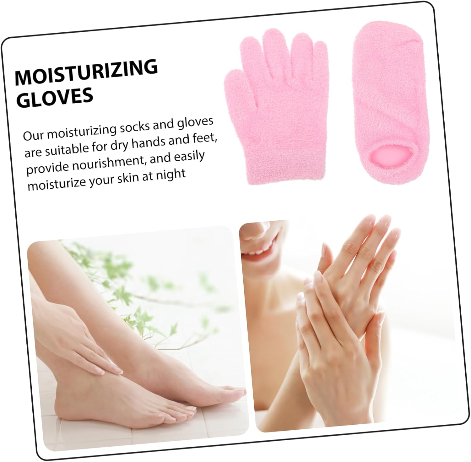 2pairs Moisturizing Gel Foot Covers Gloves Kit for Women Thin Gloves Spa Socks Skin Care Overnight Use