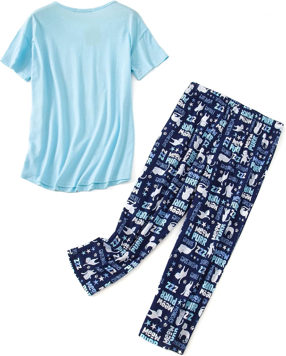 American Trends Womens Pajama Sets Cotton Blend Short Sleeve Sleepwear Soft Capri Pjs for Lounging Two Piece Set S-3XL - Image 4