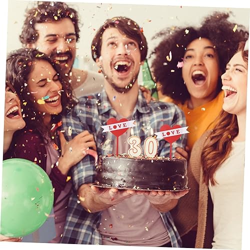 Miniatura 8 de NOLITOY 30 Pcs Cake Flags Birthday Cake Decoration Red Heart Cake Topper Heart Cupcake Decorations Heart Cupcake Toppers Sweet Love Cupcake Picks