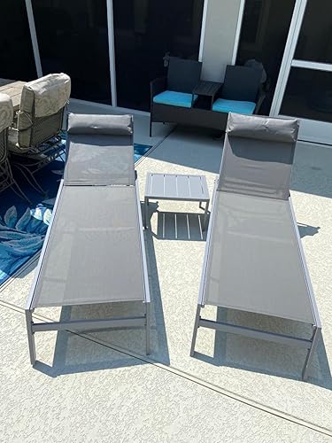 Miniatura 3 de domi outdoor living Juego de 3 sillas reclinables ajustables para patio al aire libre, para todo tipo de clima, juego de sillas reclinables de cinco