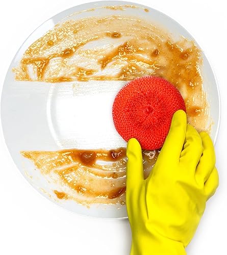 Miniatura 5 de Uiifan 50 unidades de plástico para platos de nailon para fregadores de platos de plástico redondo de malla antiarañazos para limpieza de cocina y