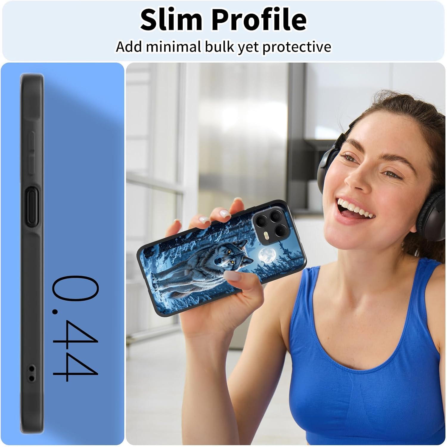 for Revvl 8 Pro Phone Case,for TMobile Revvl 8 Pro Phone Case with Screen Protector Slim Cute Silicone Shockproof Cover,Scratch-Resistant,Wireless Charging,Heavy Duty,Cute Wolf Forest image 4