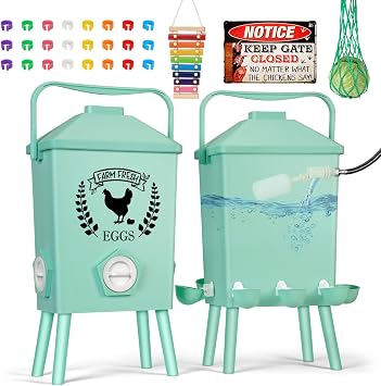 TGEYD 4.2 Gallon Automatic Chicken Waterer & Hanging Chicken Feeder Set