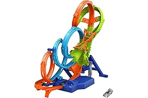 Hot Wheels Track Set with 4 1 64 Scale Toy Cars