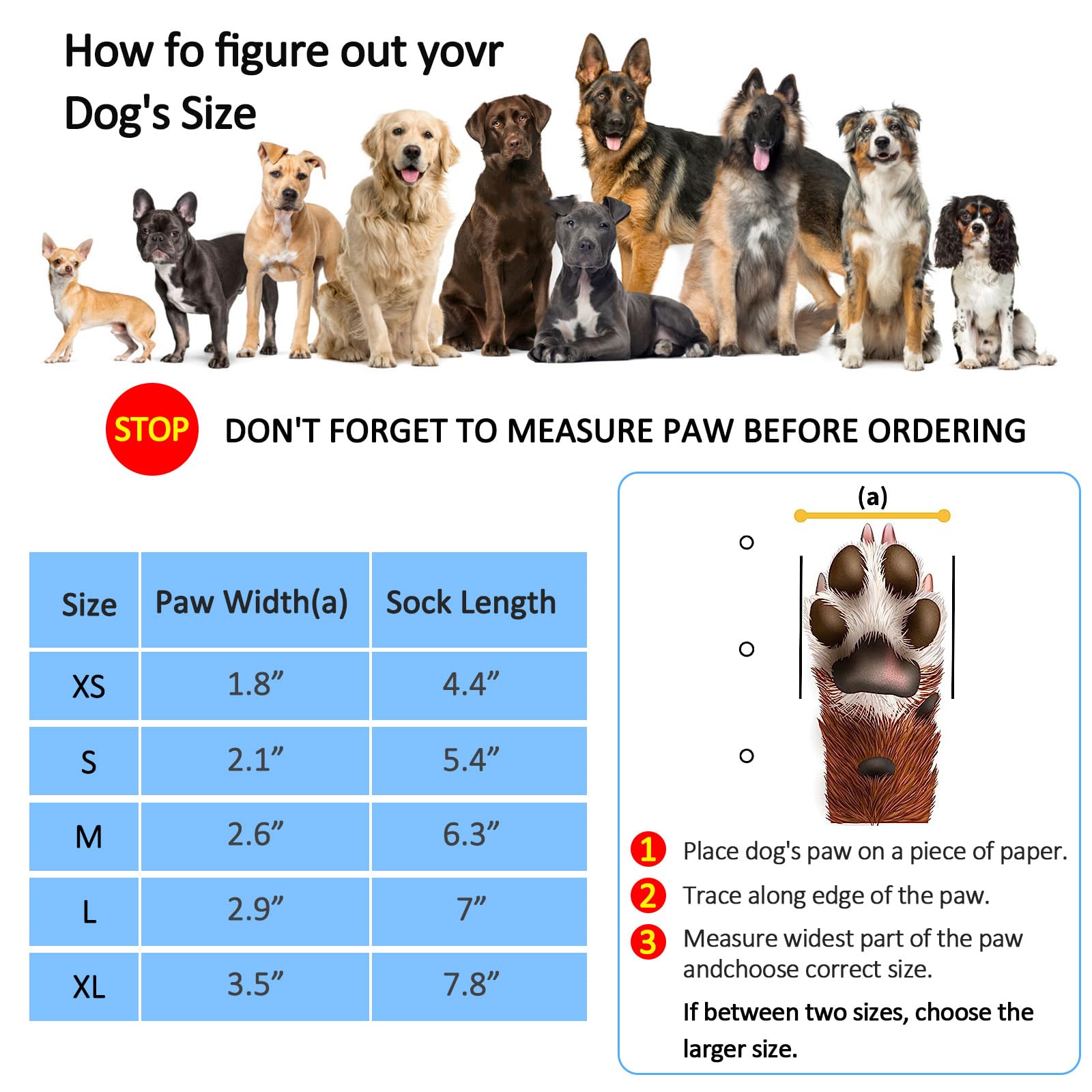 Chaussettes Antidérapantes pour Chien, Chaussettes pour Trottoirs Chauds/Froids, Protège-Pattes pour éviter Le léchage et Le Glissement pour Les Chiens De Taille Moyenne Et Grande (L)