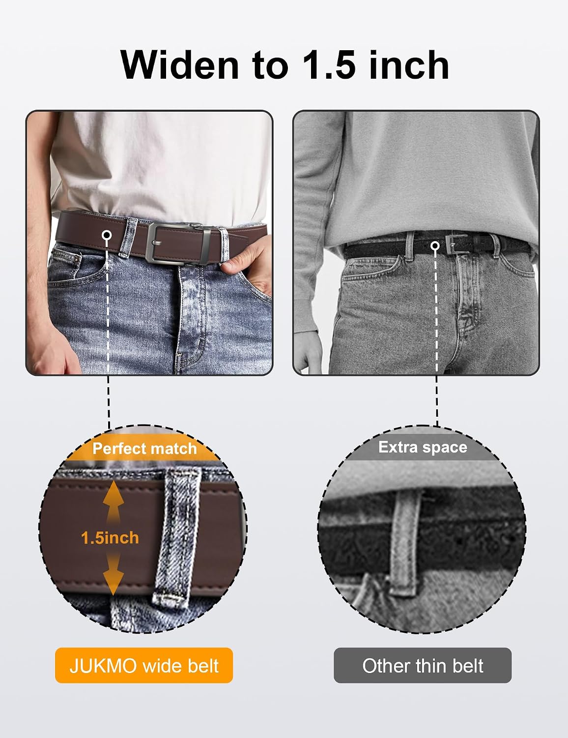 JUKMO 1.5" (38mm) Leather Ratchet Belt for Men in Gift Box image 2