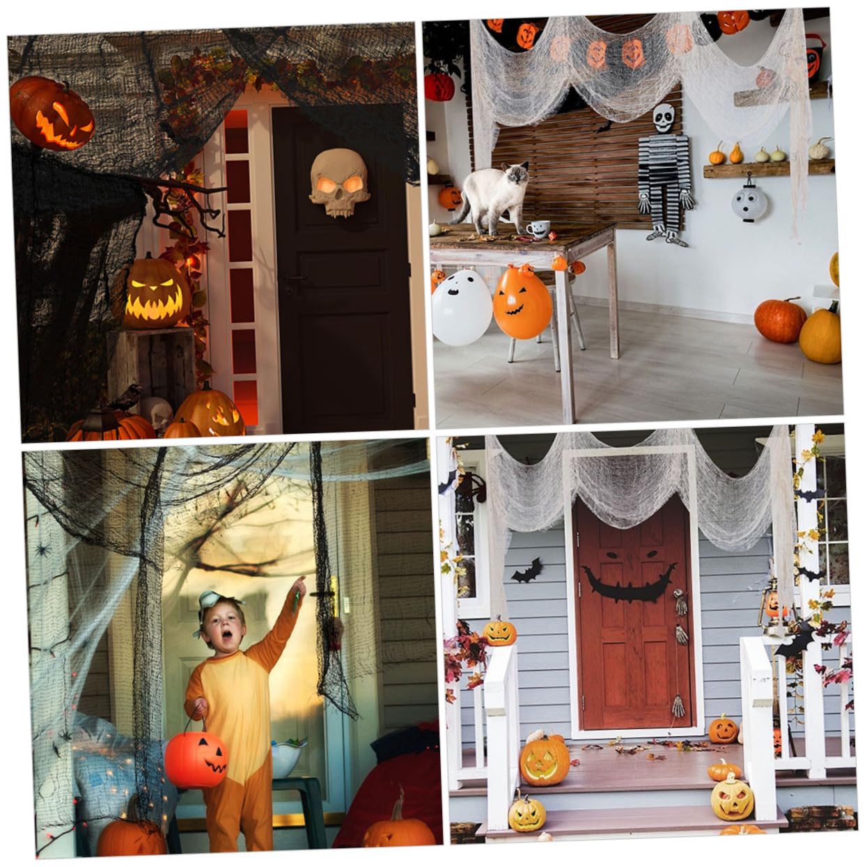 MAGICLULU 3 Juegos Paño Espeluznante De Halloween De Halloween Estopilla De Halloween Accesorios De La Casa Embrujada Decoración De Luz Al Aire De Halloween Gasa 5 Piezas * 3