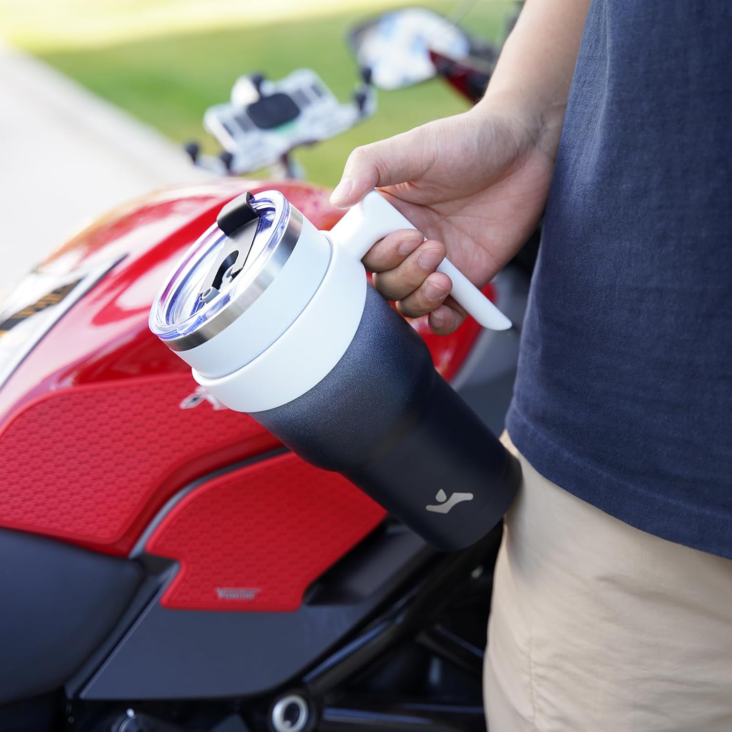 20 oz Tumbler with Handle and 2 Straw 2 Lid, Insulated Water Bottle Stainless Steel Vacuum Cup Reusable Travel Mug,Day Night - Image 6