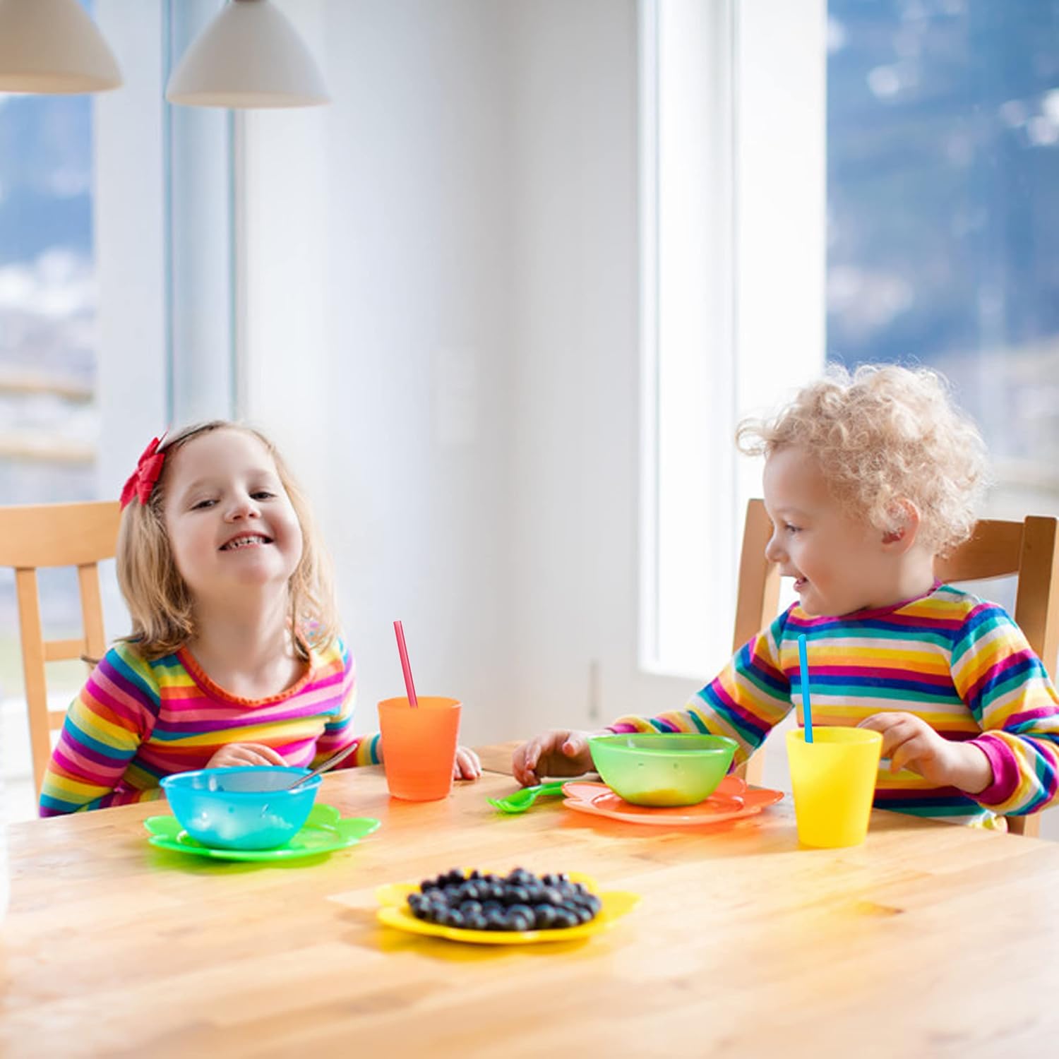 500 Pcs Colorful Disposable Drinking Plastic Straws.(0.23'' diameter and 8.26" long)-8 Colors : Health & Household