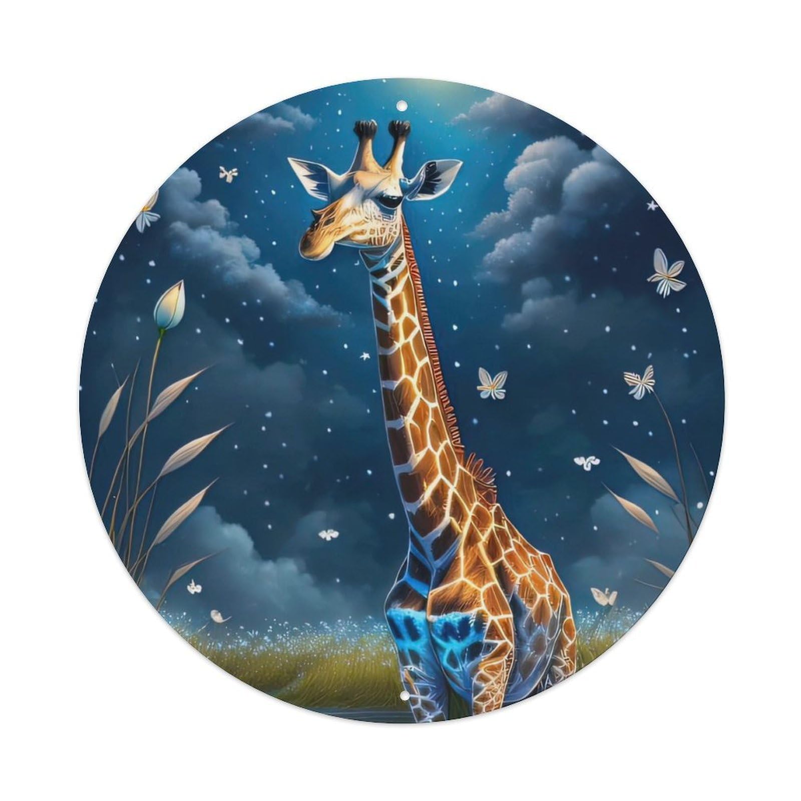 Animal Artwork Giraffe in The Creek Vintage Metal Tin Sign Plaque Wall Decor for Cafe, Club Bar, Office, Garden Metal Poster 8x8Inch