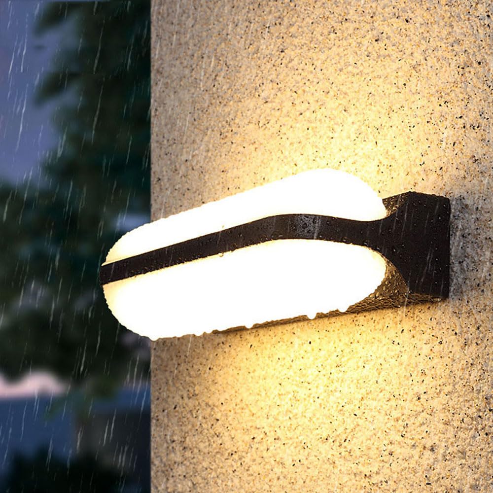 SXSCARKX 24W LED Wall Sconce Light Outdoor Waterproof Up Down Exterior Lamp Black for Patio Porch Garden Courtyard Villa Terrace Hallway Stairs Balcony, Warm White
